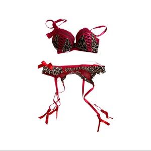 Lingerie set garter belt and matching bra